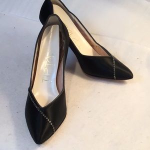 Black satin heels